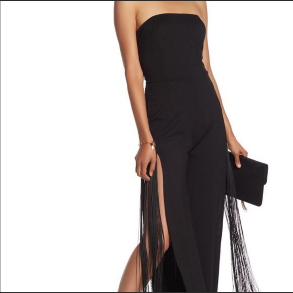Gracia Black Strapless Jumpsuit With High splits